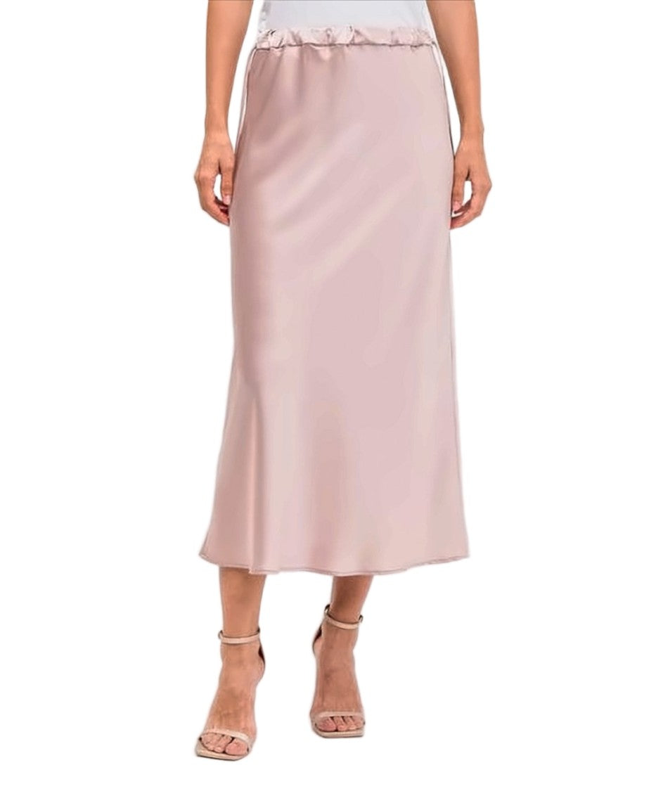 Max Mara Silky Midi Skirt With Elastic Waistband