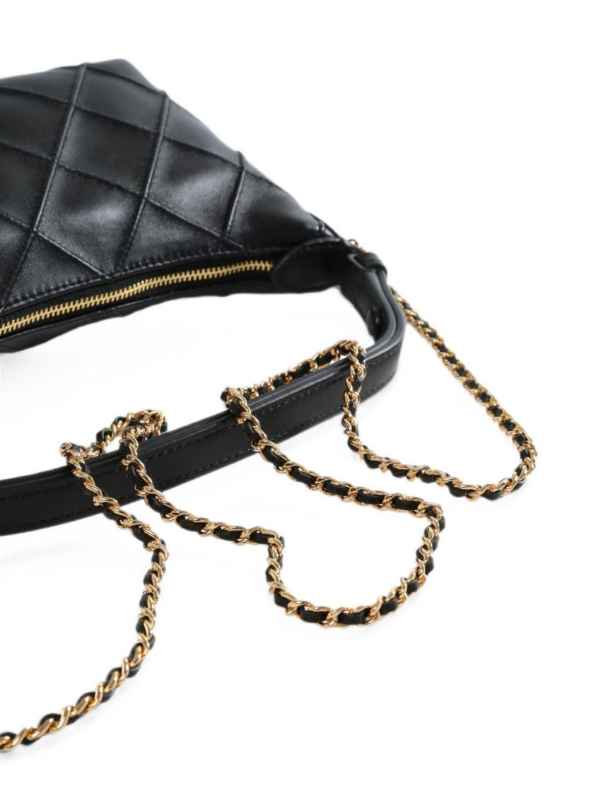 Tory Burch Quilted Black Lambskin Leather Shoulder Bag