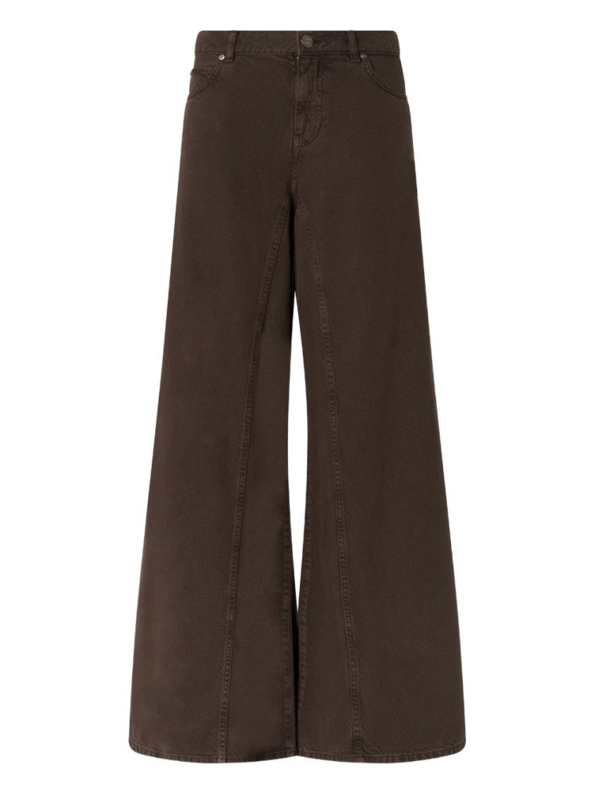 Pinko Brown Vertical Seam Wide-Leg Pants