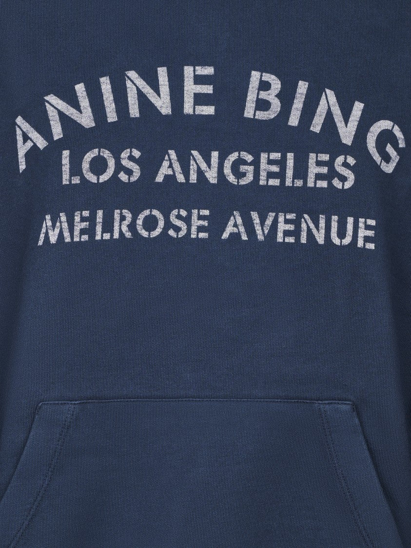 Anine Bing Relaxed-Fit Cotton Hoodie With Stencil Print