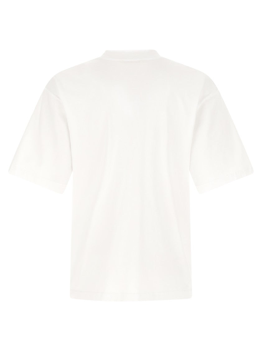 Marni Cotton Crewneck T-Shirt With Velvet Flocked Logo
