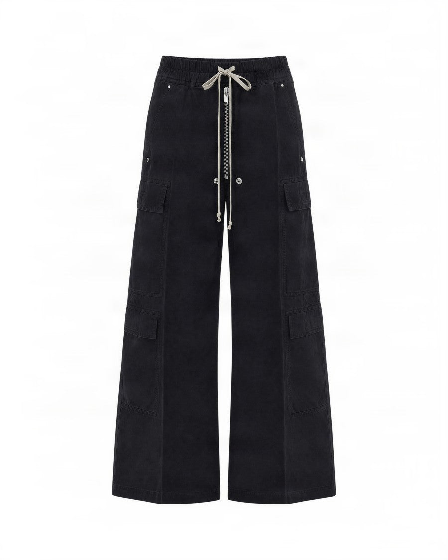 Drkshdw By Rick Owens Creatch Jumbo Belas Black Cotton Wide-Leg Cargo Pants