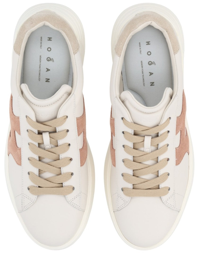 Hogan Smooth Leather Suede Logo Cushioned Sneakers