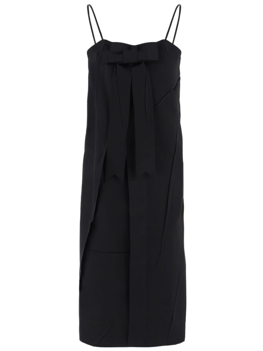 Alainpaul Acetate-Blend Mini Dress With Bow Detail And Overlapping Panels