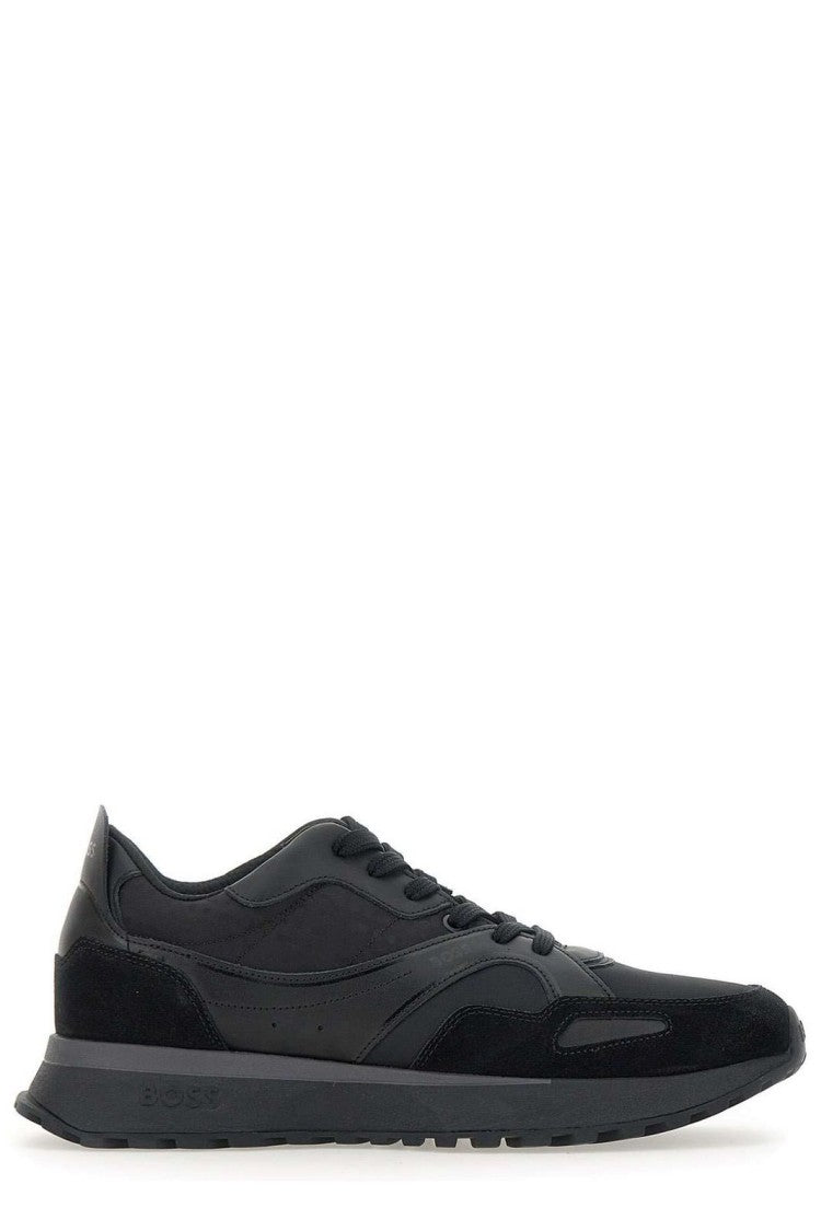 Boss Minimalist Black Low-Top Sneakers With Smooth Finish