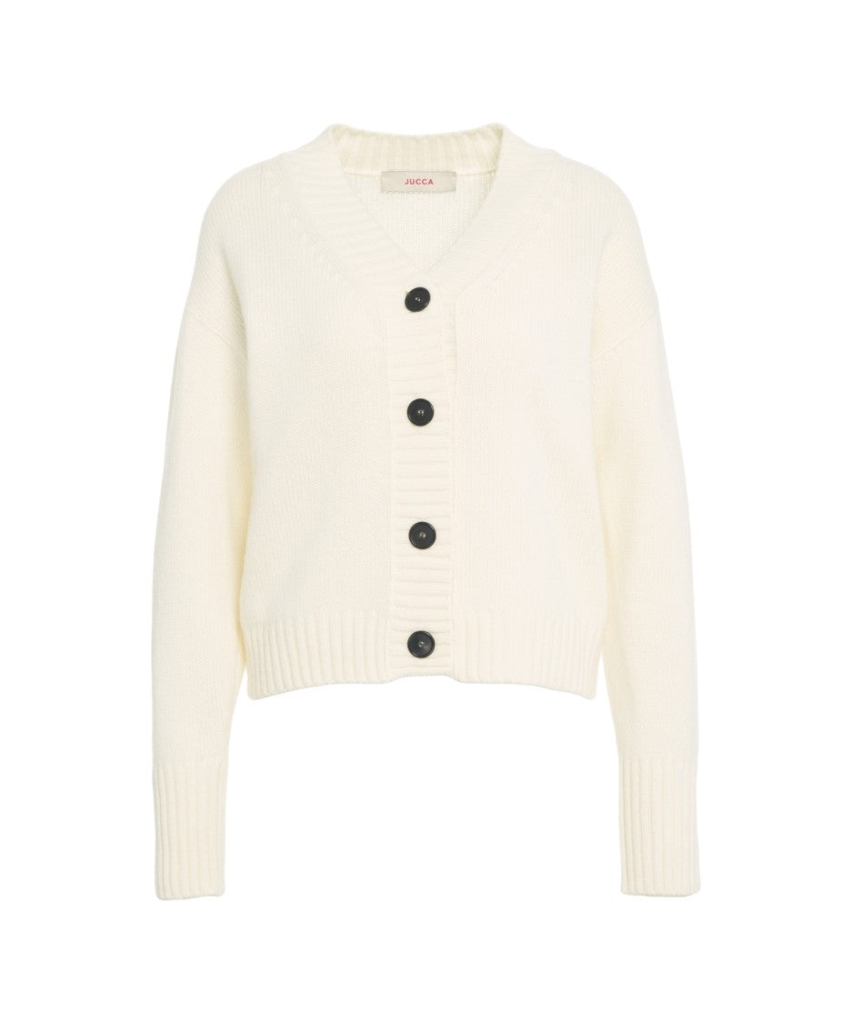 Jucca Classic V-Neck Knit Cardigan With Ribbed Finish