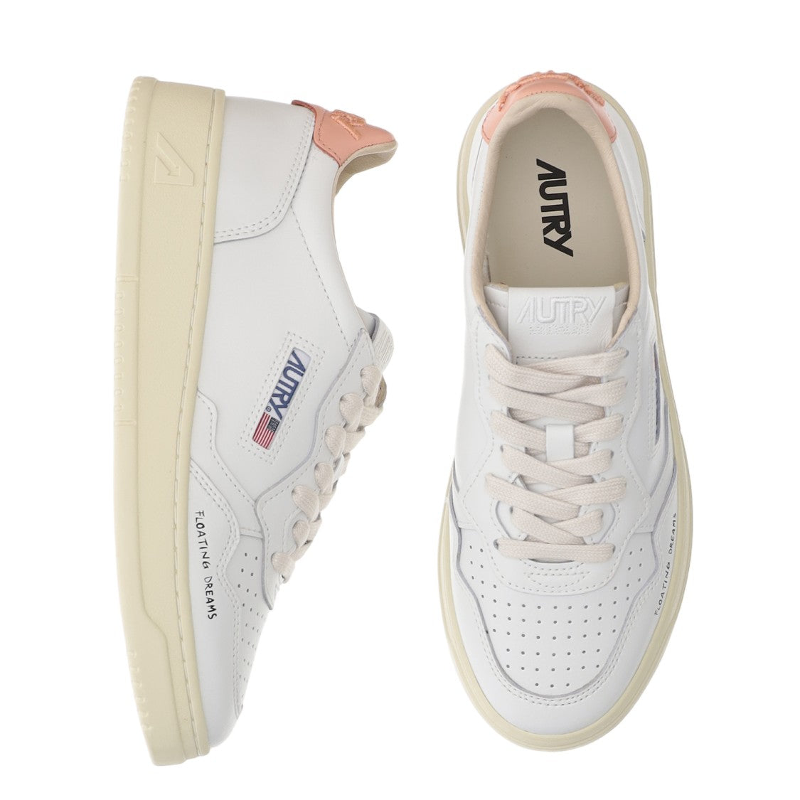 Autry Low-Top Leather Sneakers With Perforated Round Toe