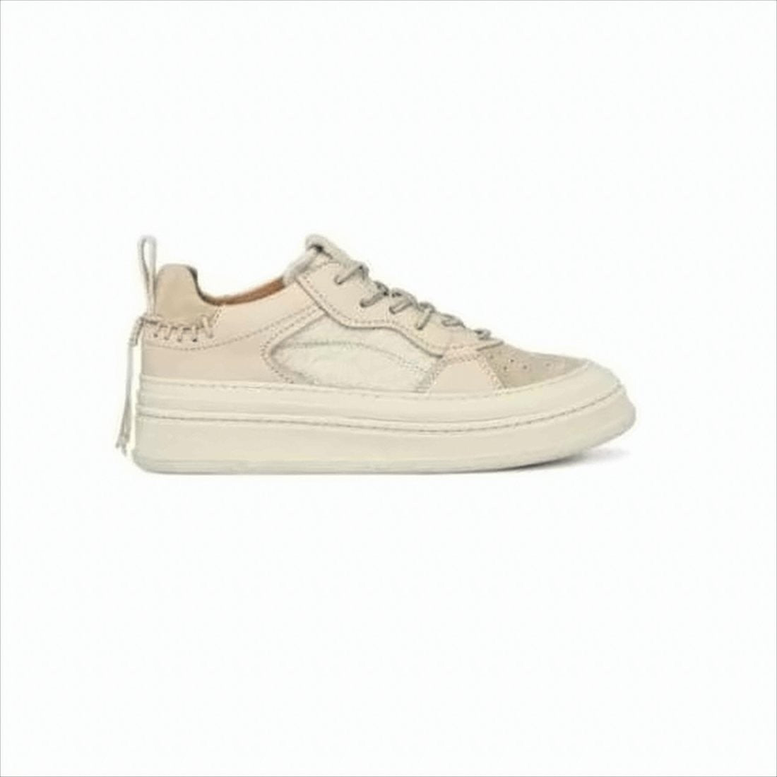Buttero Monochromatic Beige Low-Top Sneakers With Textured Side Panel