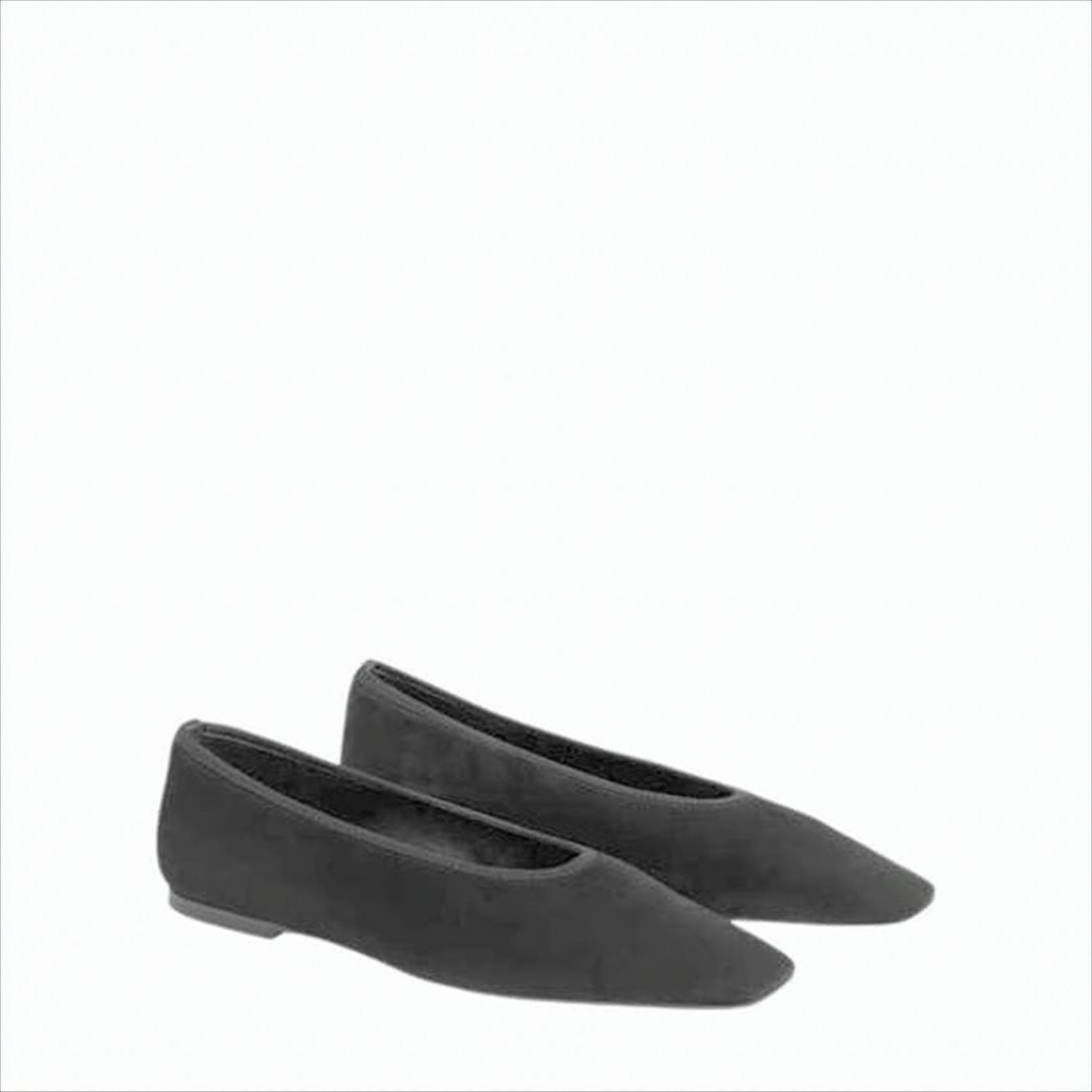 Totême Minimalist Black Leather Flat Shoes With Pointed Toe