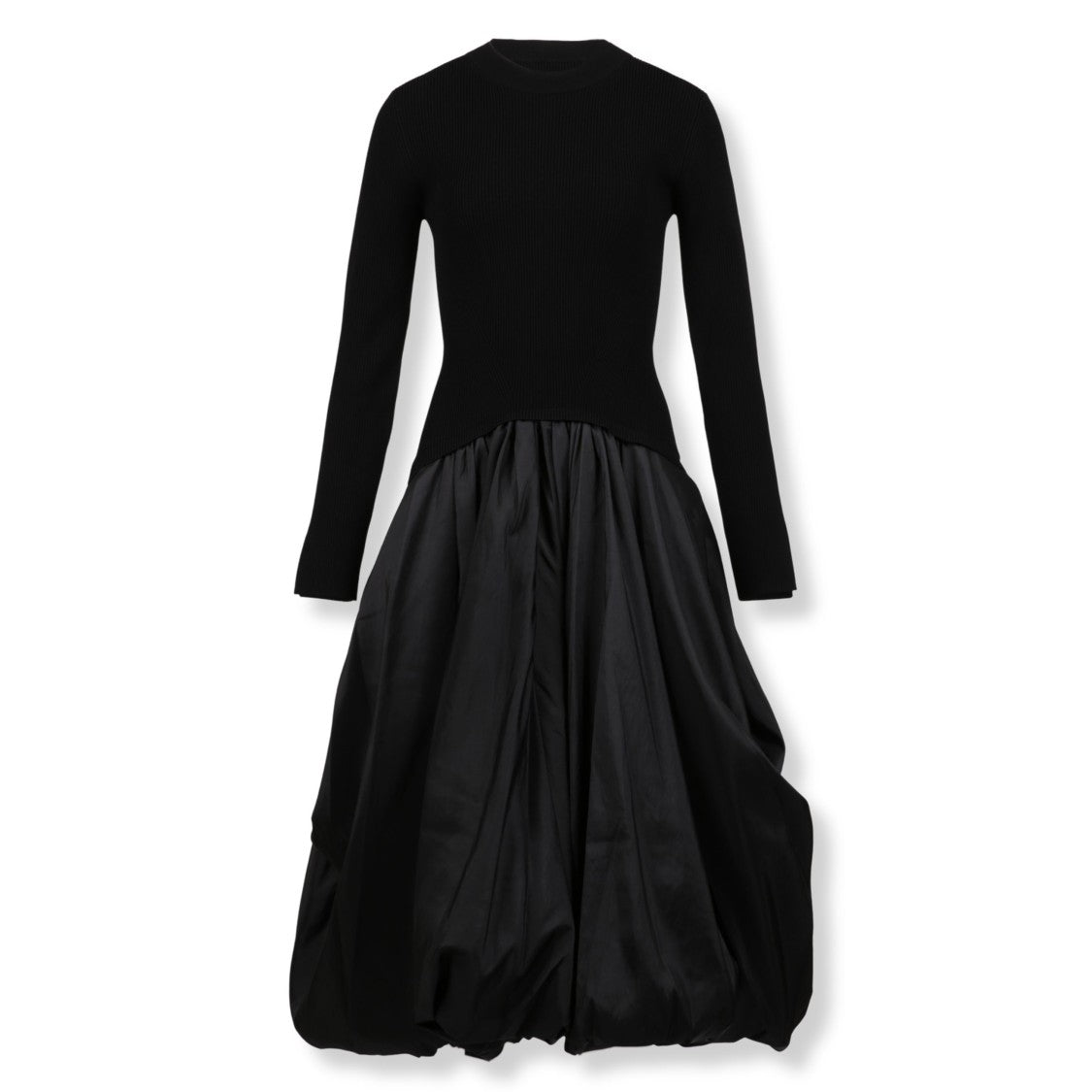 Simkhai Long-Sleeve Mock Neck Midi Dress With Fitted Silhouette