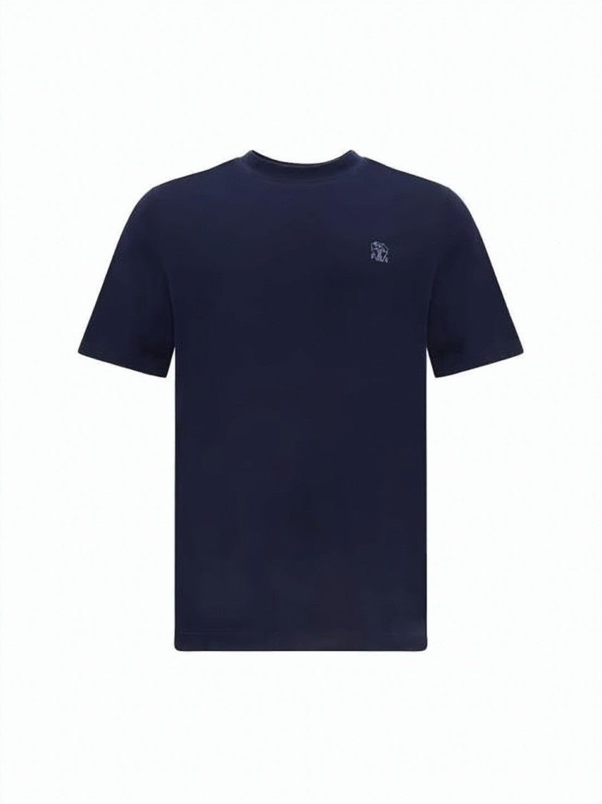 Brunello Cucinelli Smooth Cotton Jersey Crew Neck T-Shirt With Subtle Emblem