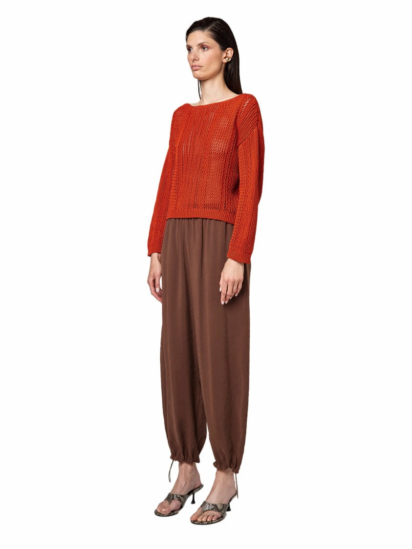 Alpha Studio Long-Sleeve Boat-Neck Knit Top