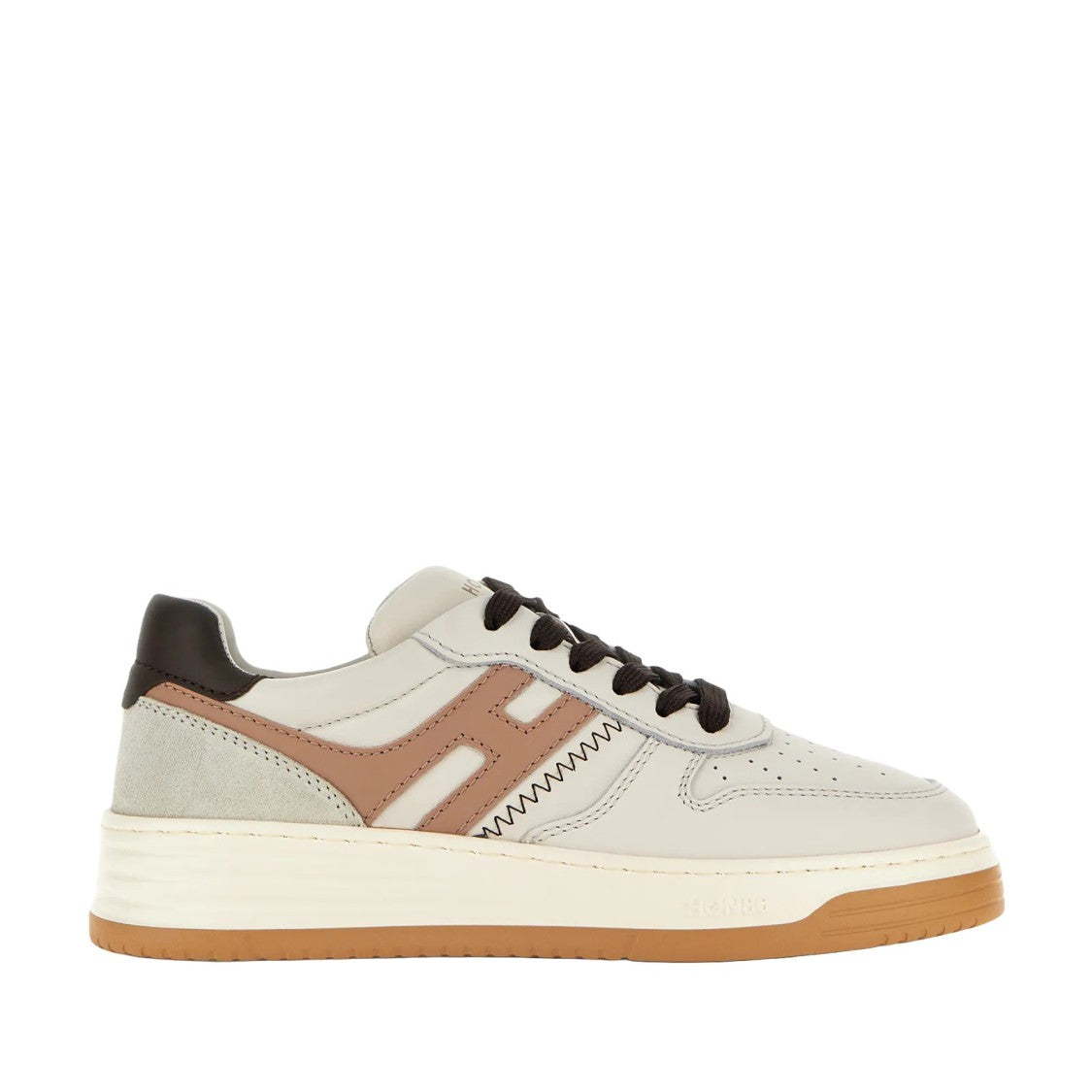 Hogan Ivory And Taupe Leather Sneakers