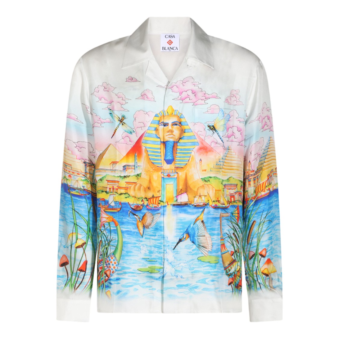 Casablanca Egyptian Motif Printed Long-Sleeve Shirt