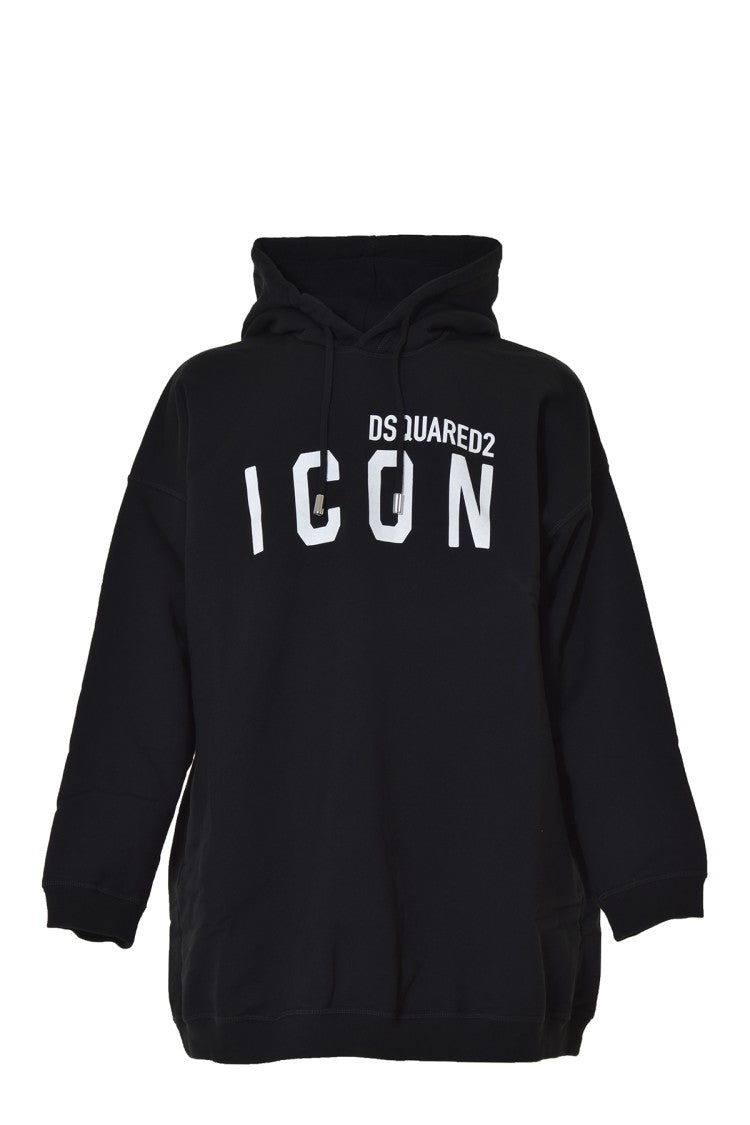 Dsquared2 Black Cotton Icon Maxi Hoodie