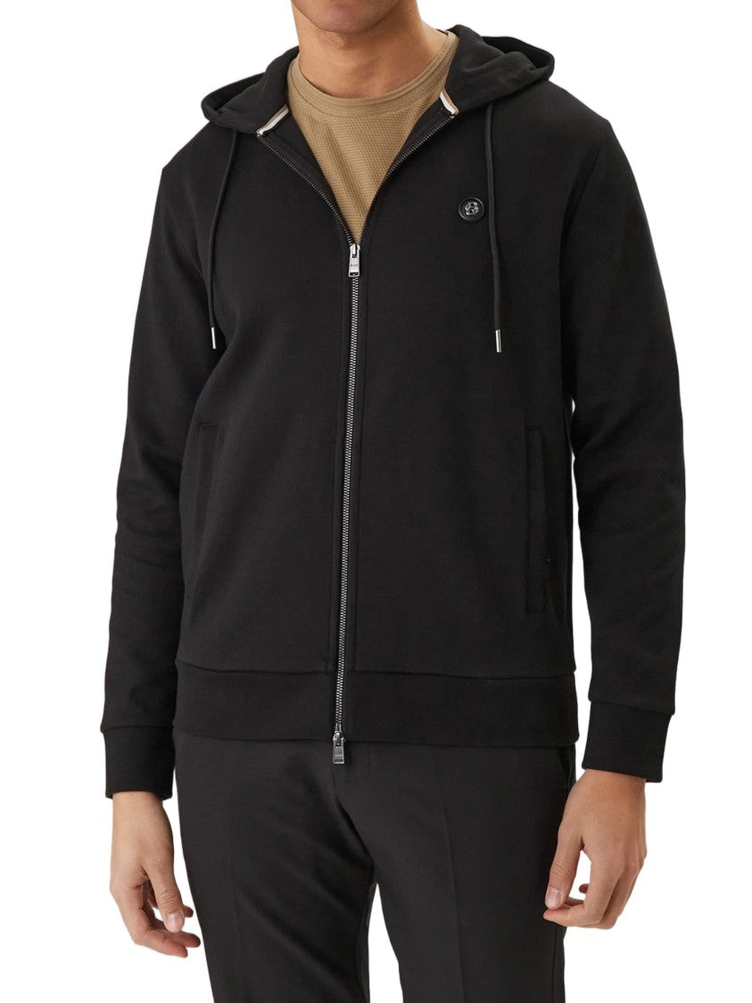 Hugo Boss Black Zip-Up Hoodie With Drawstring Hood And Subtle Logo
