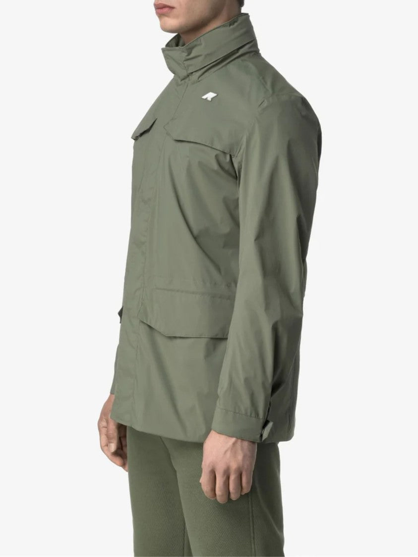 K-Way Manuel Olive Green High Collar Jacket