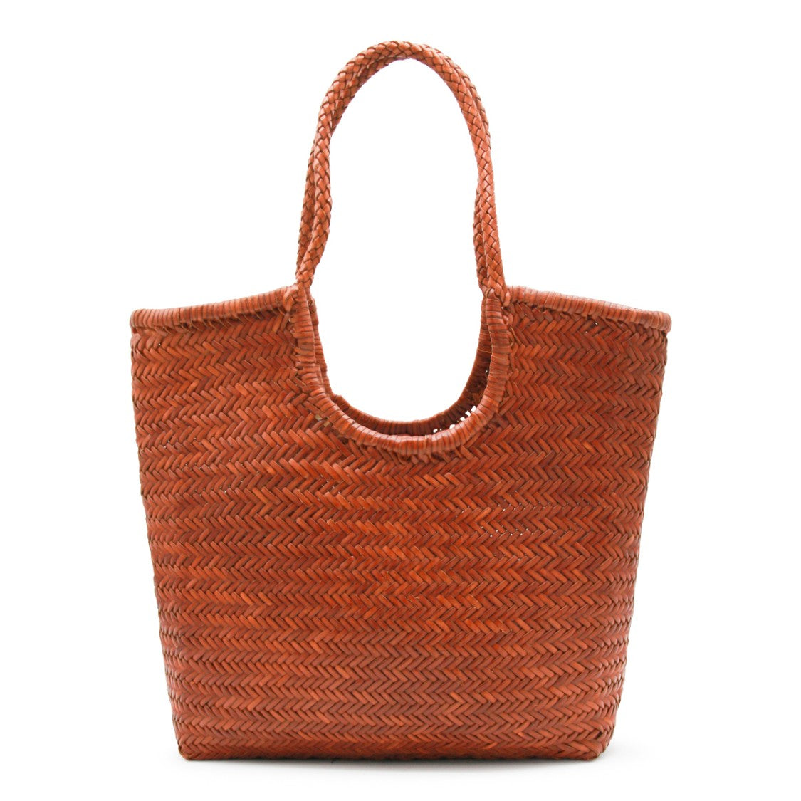 Dragon Diffusion Diagonal Tote With Woven Leather Design And Top Handles