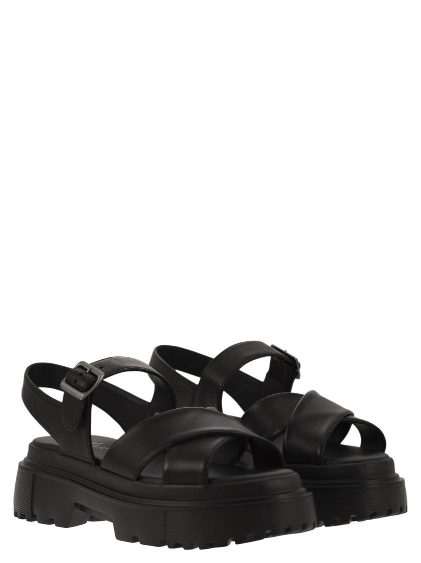 Hogan Leather Sandal With Midsole