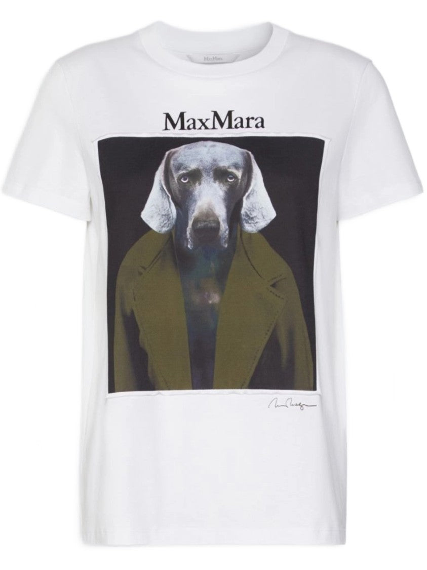 Max Mara Graphic Print White T-Shirt With Relaxed Fit
