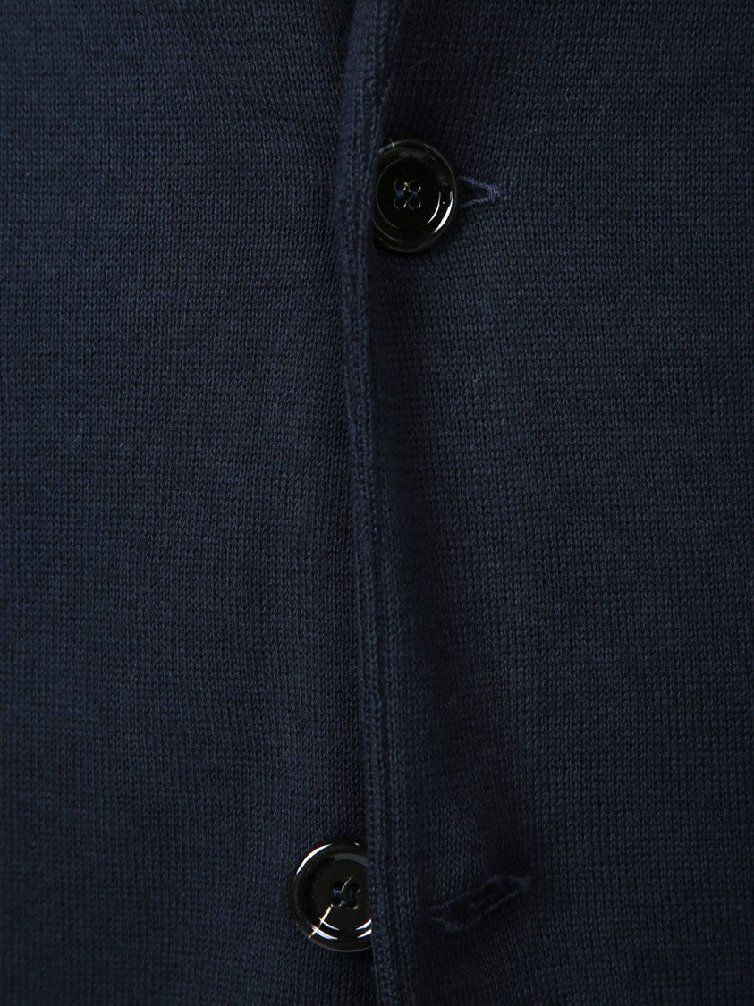Lardini Tailored Fit Blazer-Style Blue Cardigan