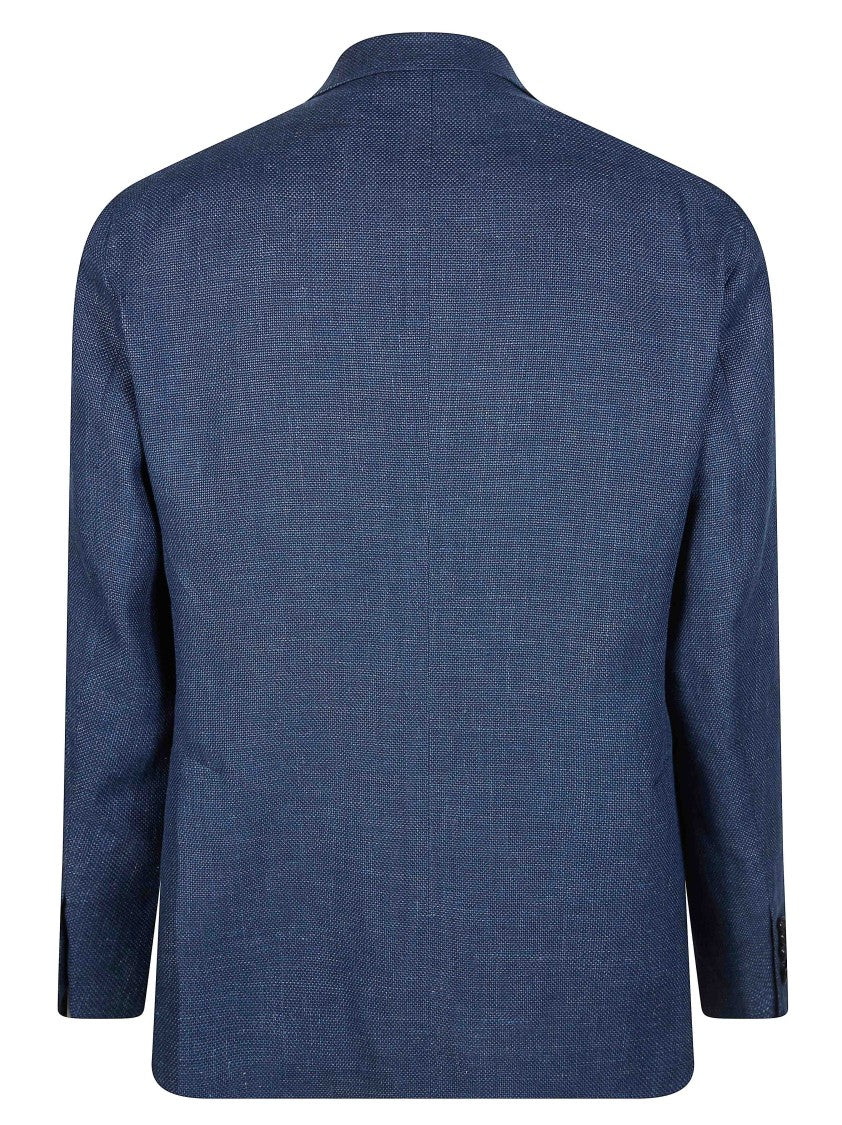 Tagliatore Deep Blue Linen-Cotton Single-Breasted Blazer