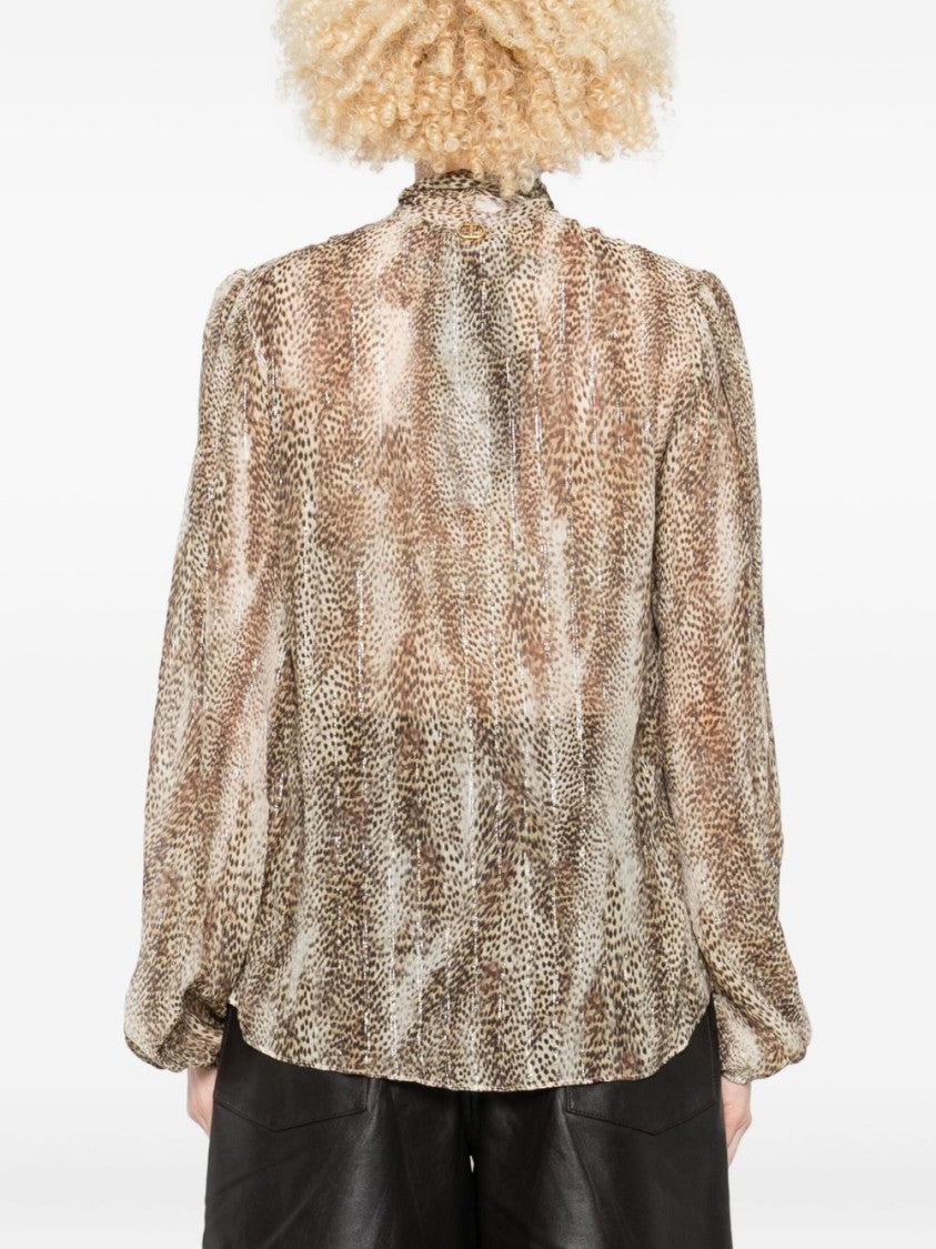 Twin-Set Flowing Blouse With Delicate Animal Print
