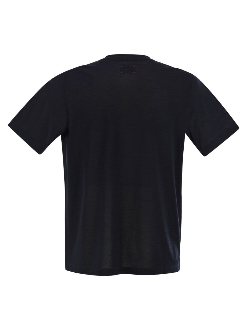 Kiton Crew-Neck Cotton T-Shirt With Signature Logo