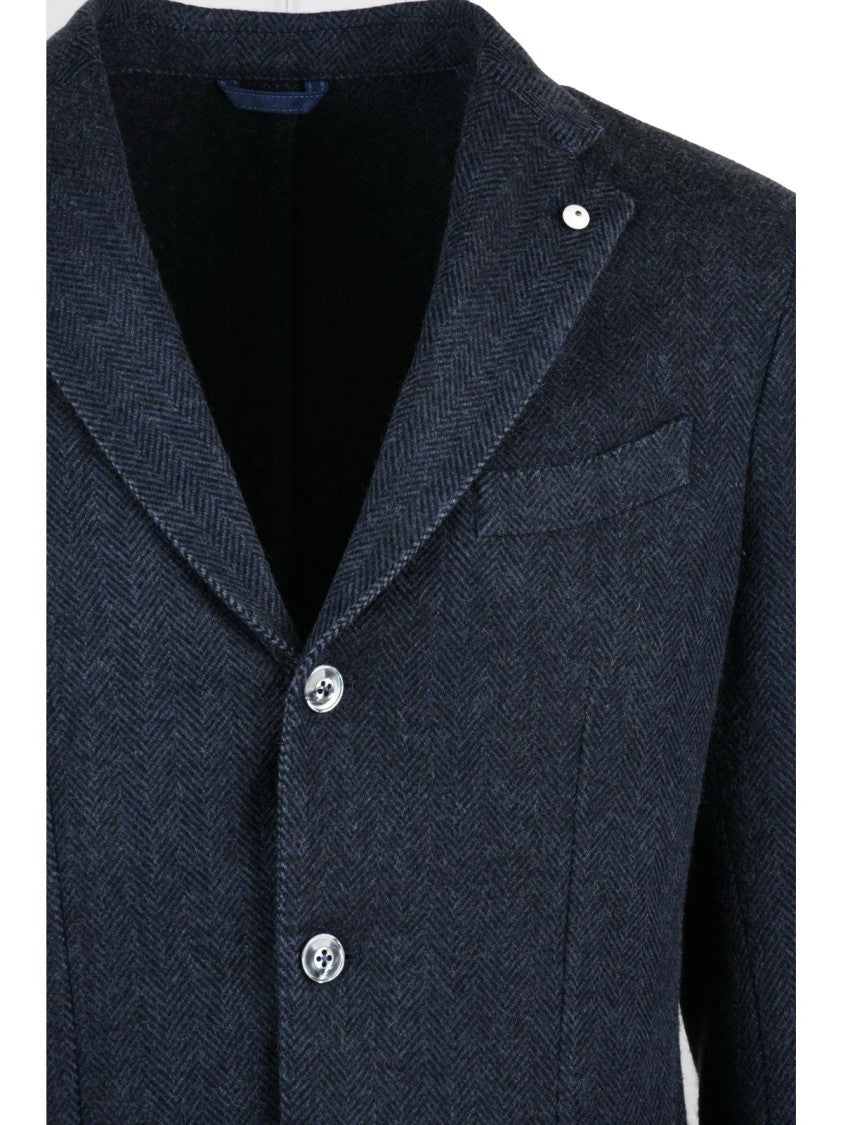 L.B.M. 1911 Round Blazer In Soft Cashmere-Alpaca Blend With Herringbone Texture