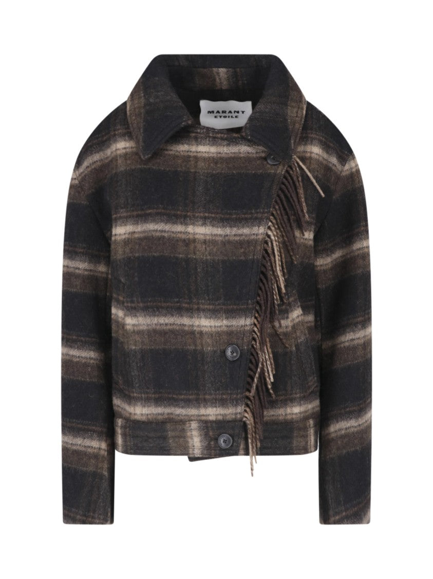 Isabel Marant Étoile Cropped Plaid Jacket With Fringe Detail And Classic Collar