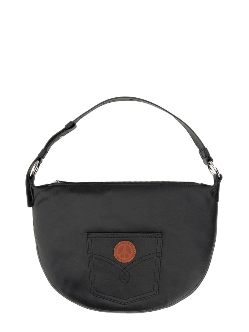 Moschino Rounded Black Nylon Shoulder Bag