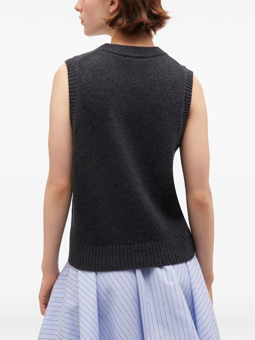 Ganni Graphic Wool Mix Flowers Vest