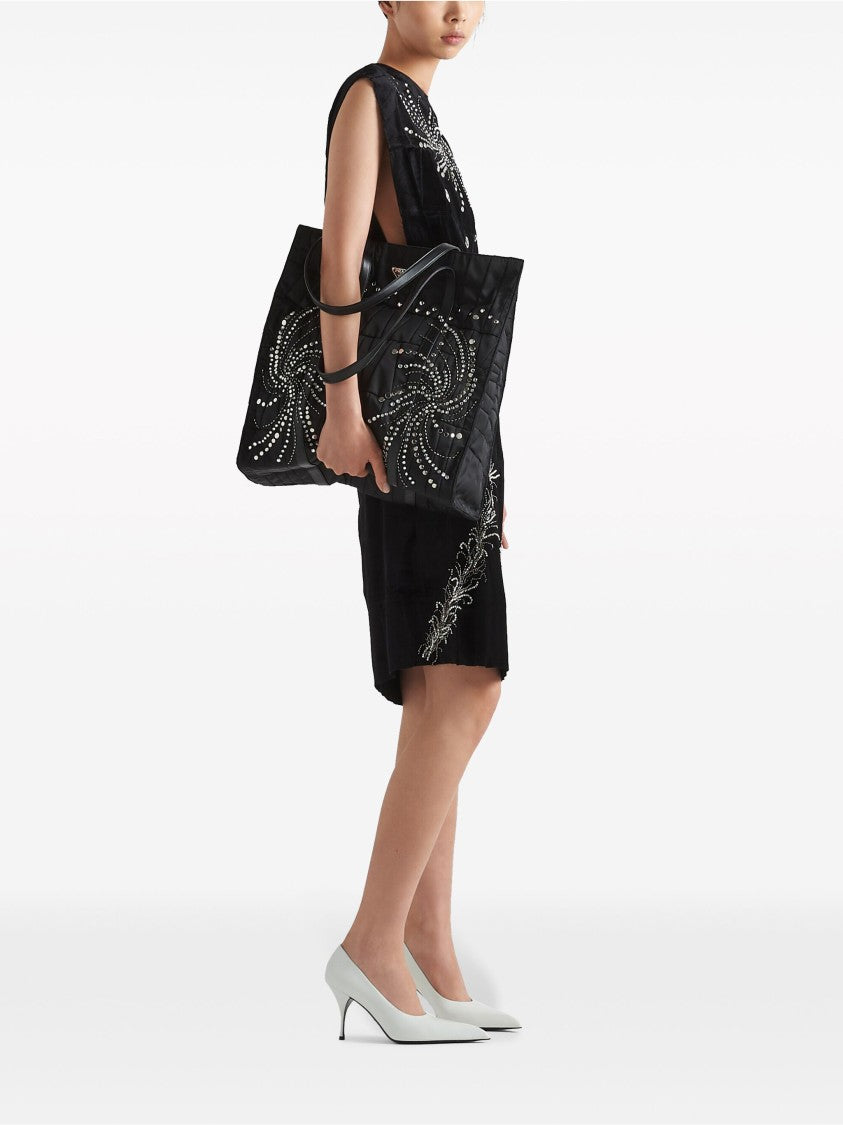 Prada Black Quilted Re-Nylon Patchwork Tote