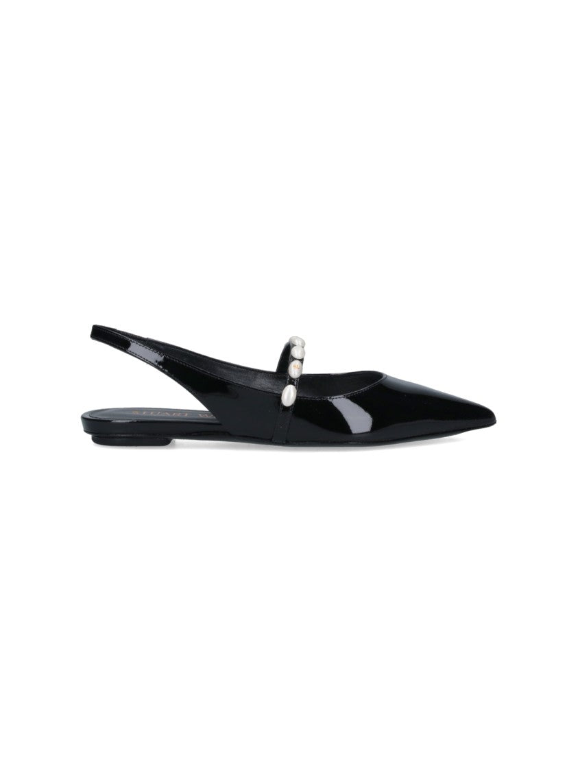Stuart Weitzman Pearl Detail Slingbacks – Black