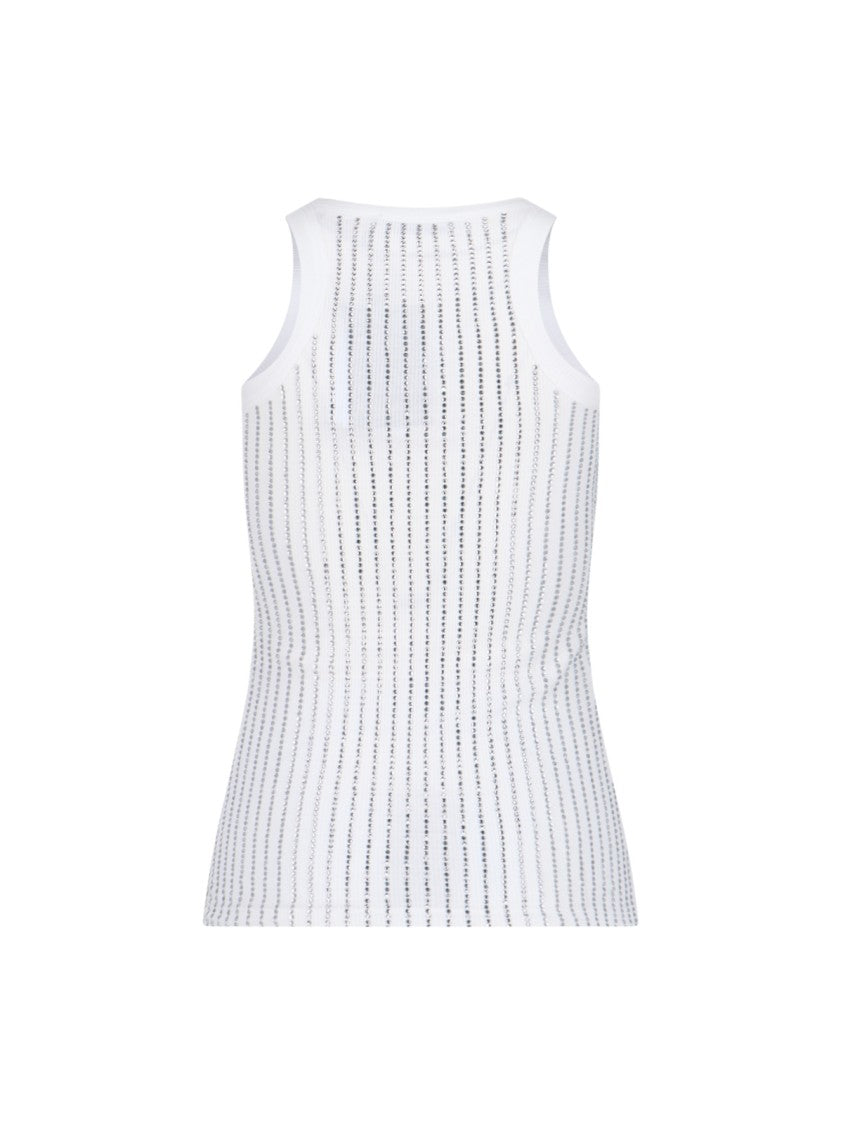 The Attico Crystal Top In White Cotton Jersey
