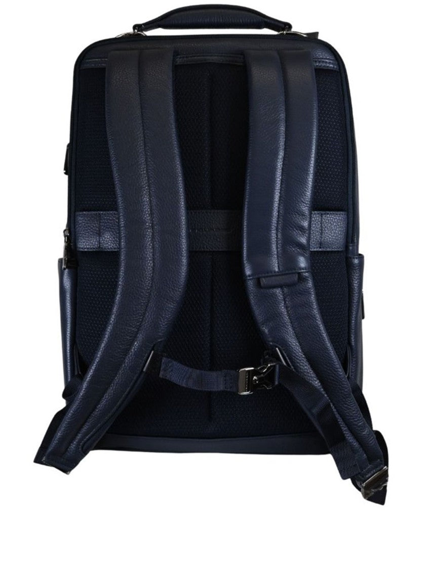 Piquadro Blue Zaino Viaggio Structured Pebbled Backpack