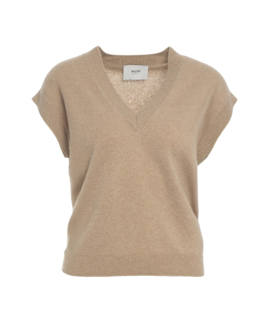 Mvm Ribbed Detail Cashmere Waistcoat