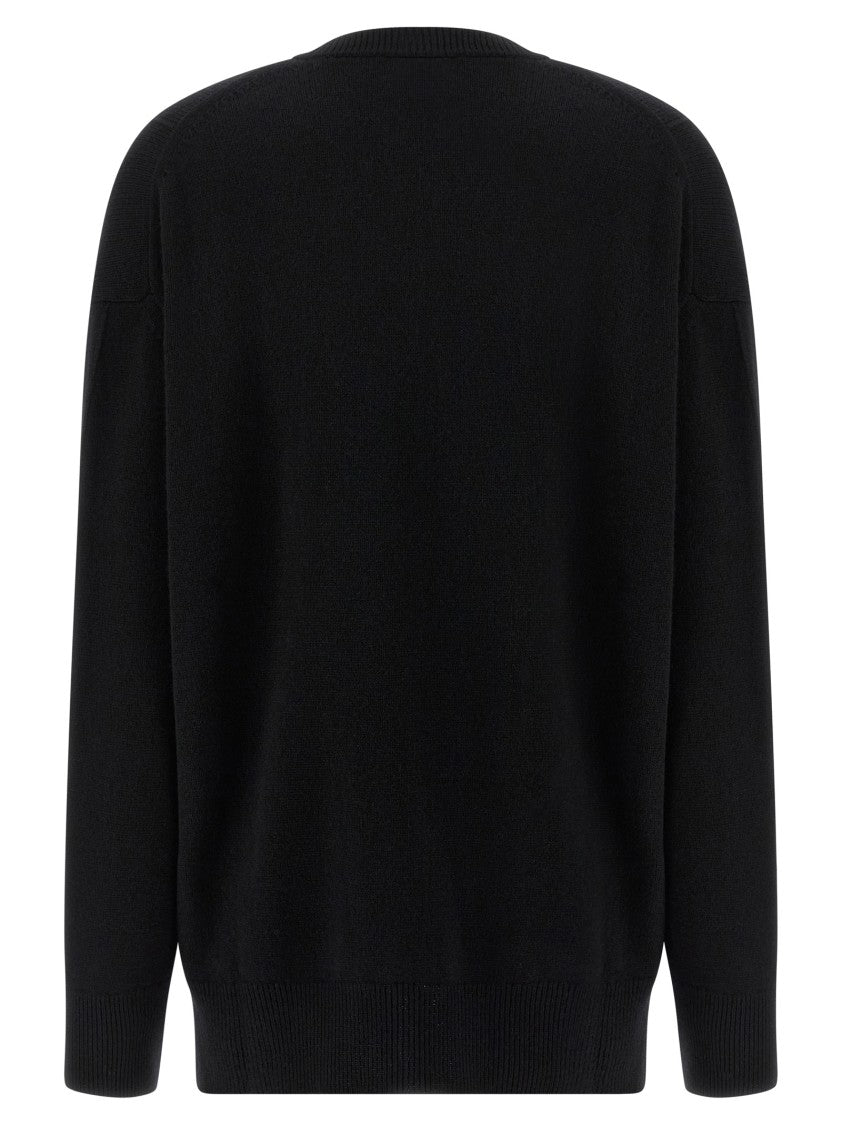 Jil Sander Wool And Cashmere Sweater With V-Neck And Cuffed Sleeves