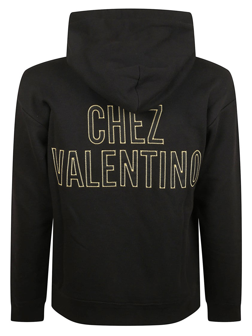 Valentino Garavani Panther 60 Embroidered Black Hoodie Sweatshirt