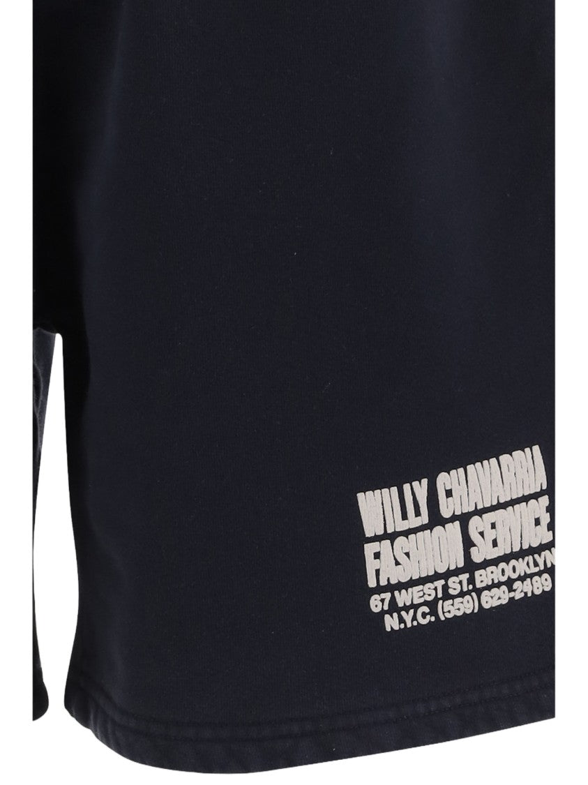 Willy Chavarria Relaxed Fit Cotton Shorts With Contrast Logo