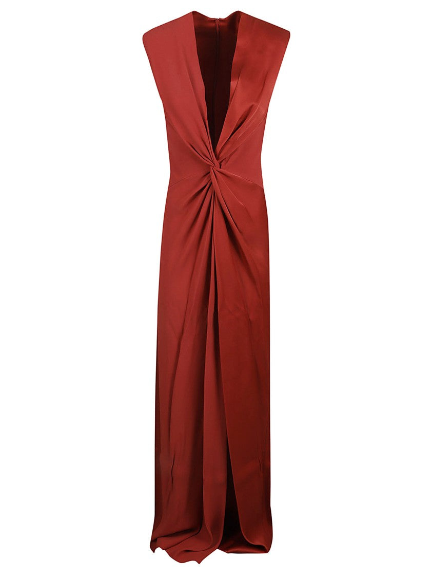 max mara red silk dress Max Mara Draped One-shoulder Maxi Dress