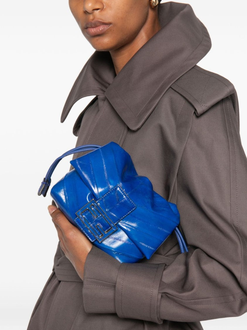 Fendi Electric Blue Mamma Baguette Hagfish Leather Handbag