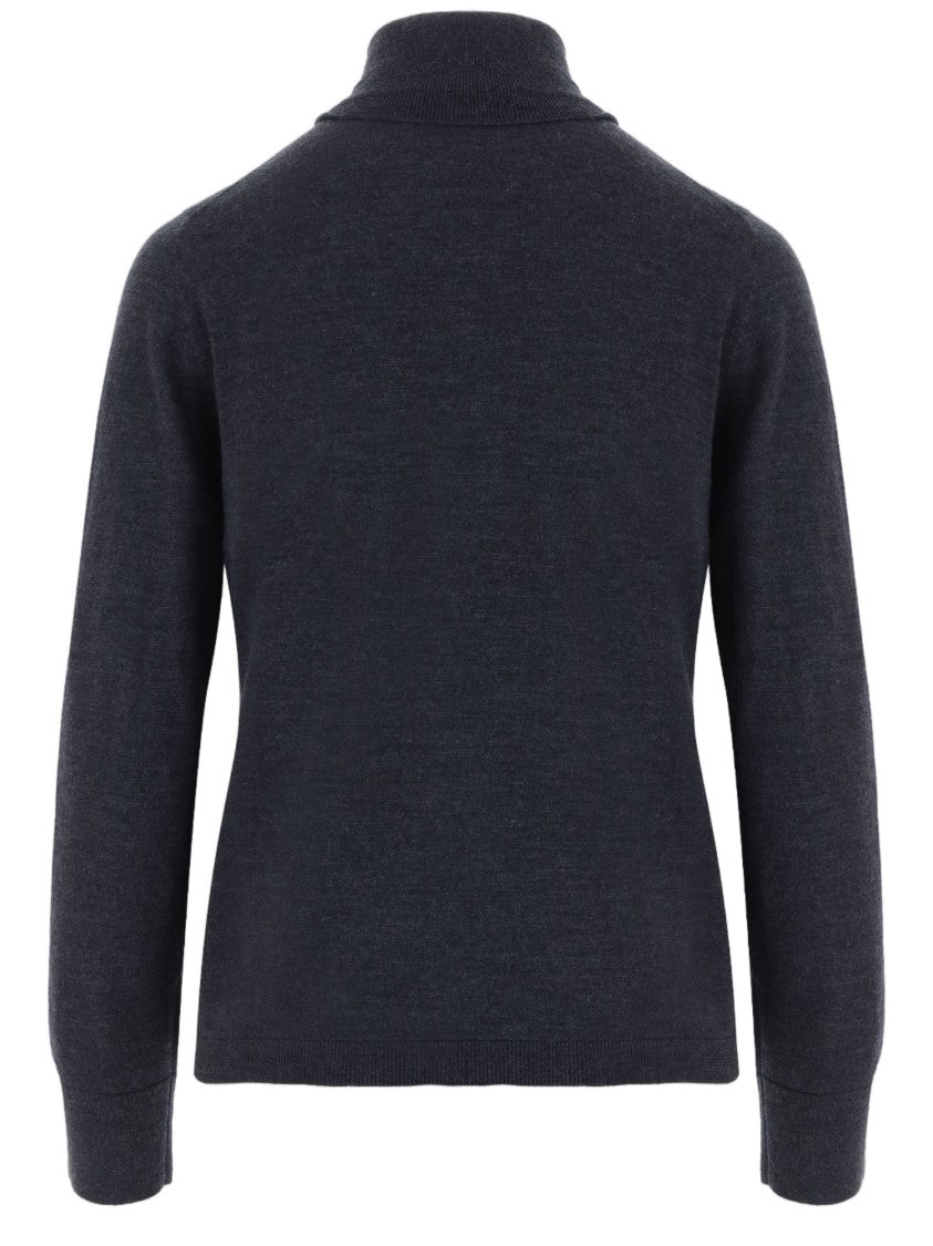 Allude Black Ribbed Turtleneck Sweater
