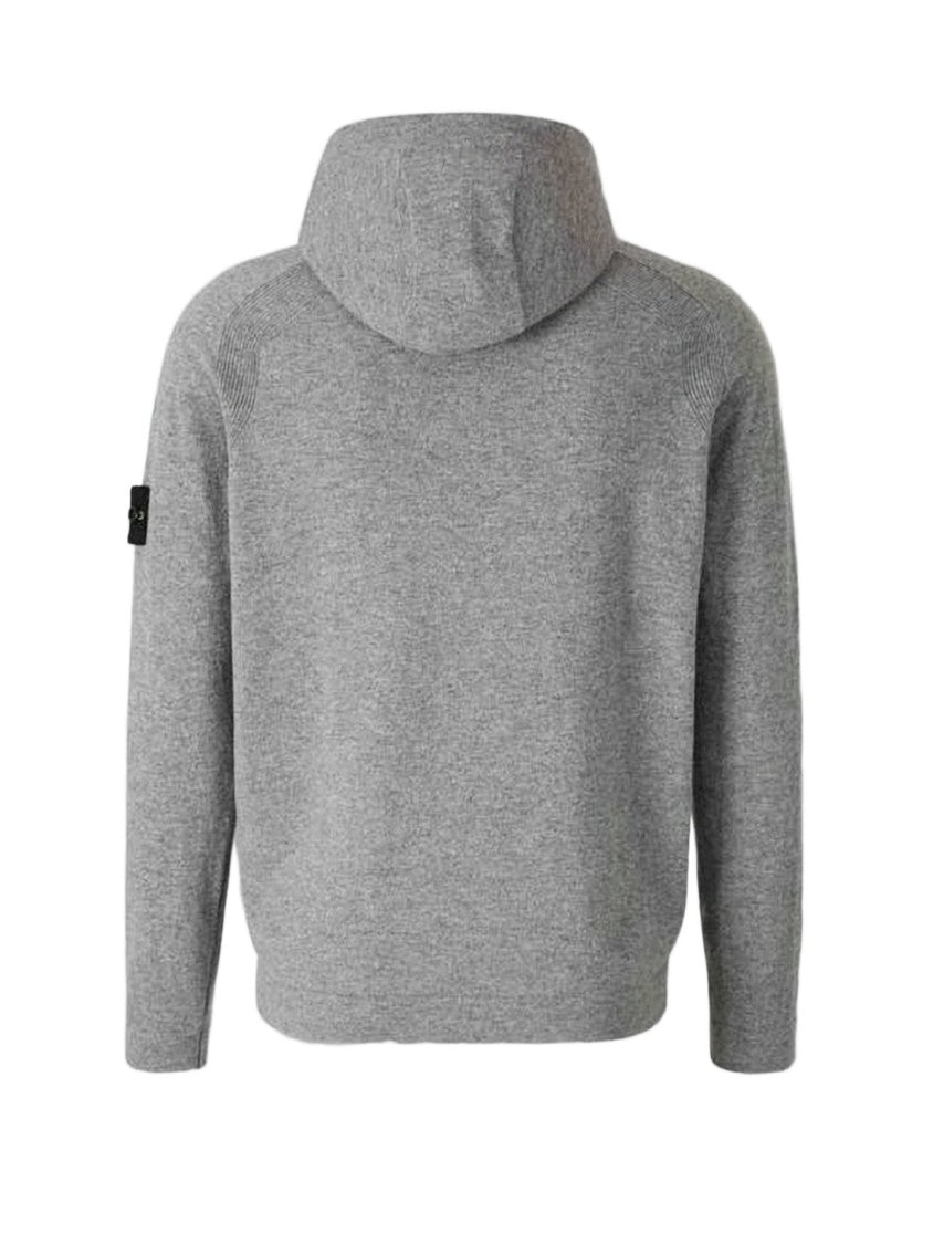 Stone Island Relaxed Fit Wool Hoodie With Distinctive Emblem
