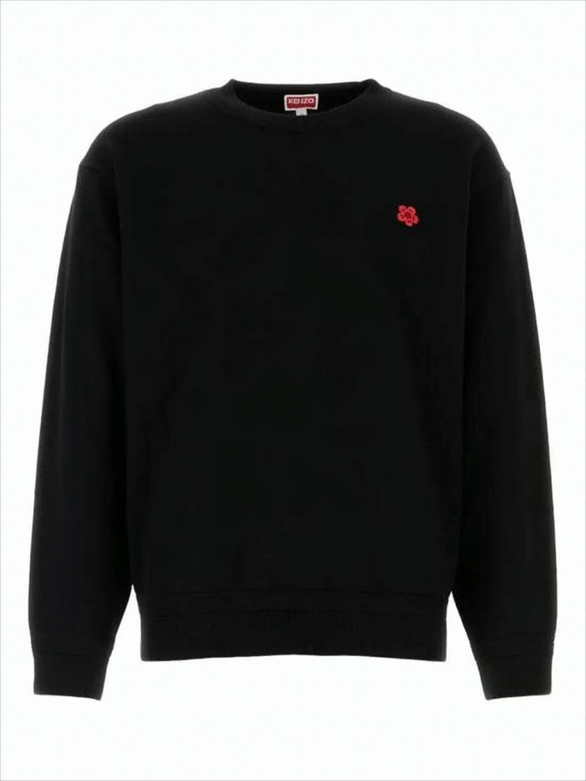 Kenzo Minimalist Black Wool Sweater With Subtle Embroidery