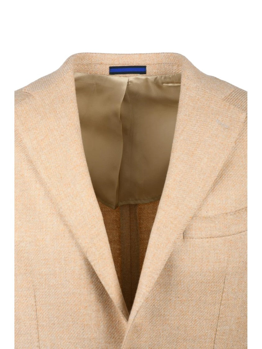 Kb Napoli Beige Fitted Jacket In Wool And Cashmere Blend