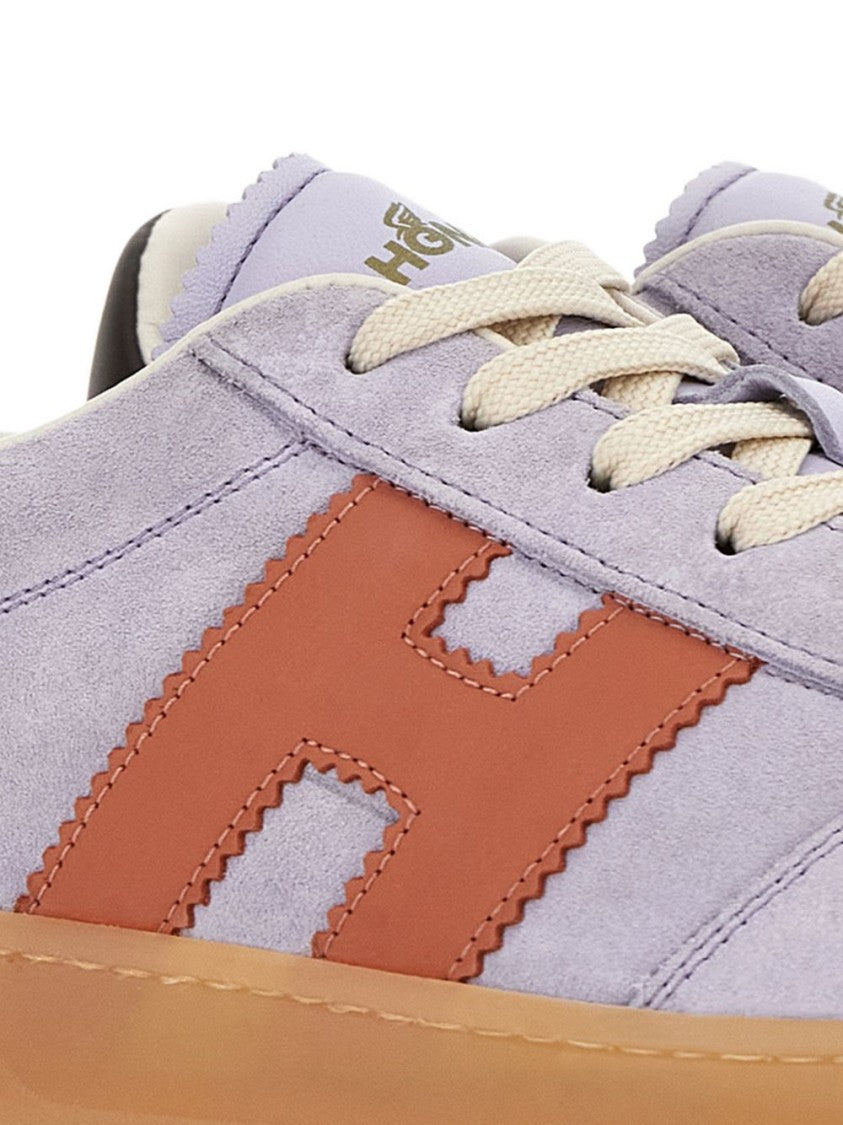 Hogan Premium Leather Purple Sneakers With Bold Accents