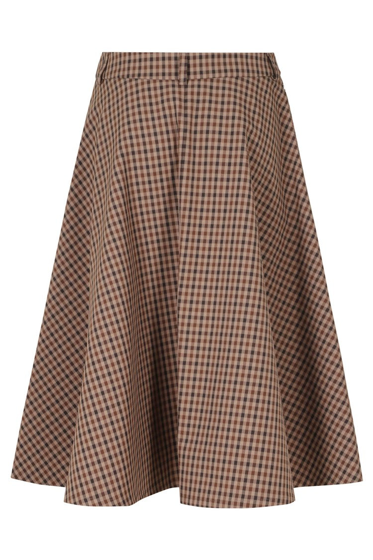 Dondup Brown Check Flared Flared Skirt