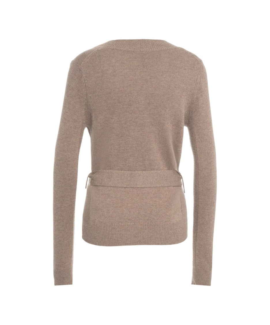 Guess By Marciano Beige Knit Sweater With Gold Buckle Detail