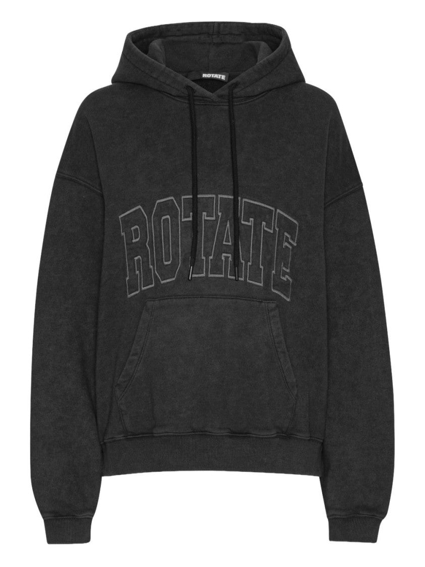 Rotate Relaxed Fit Black Cotton Hoodie